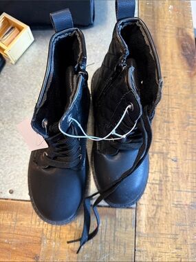 Black Quilted Lace-Up Combat Boots